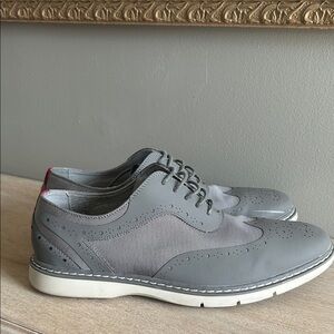 Stacey Adams mens leather lace up preppy Oxford Grey dress shoes, size 9